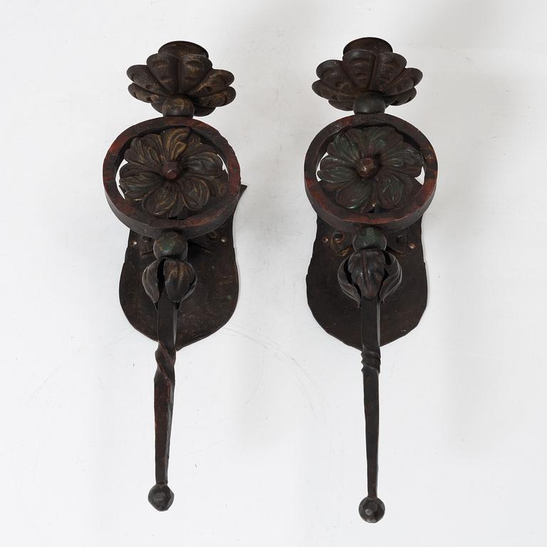 Wall candle holders, a pair, mid-20th century.