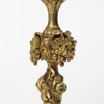 A pair of Oscarian brass candle sticks, Sweden, late 19th century.