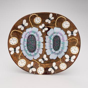 A 'Duetto' Ceramic plate by Birger Kaipiainen for Arabia Art in 1983, signed and numbered 156/300.