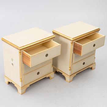 Bedside tables, a pair, K.A Roos.