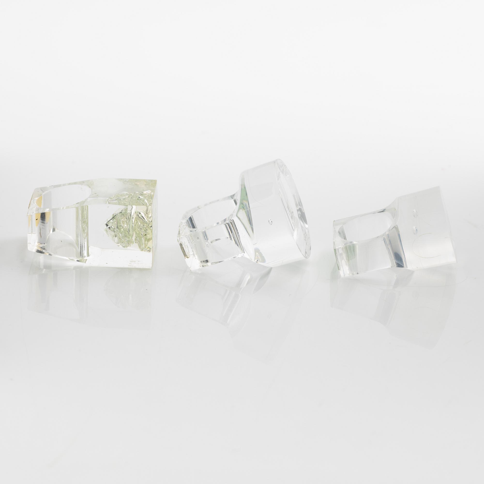 Siv Lagerström, three acrylic rings, 1970s.