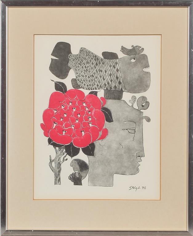 STIG LINDBERG, blandteknik, signerad och daterad 76.