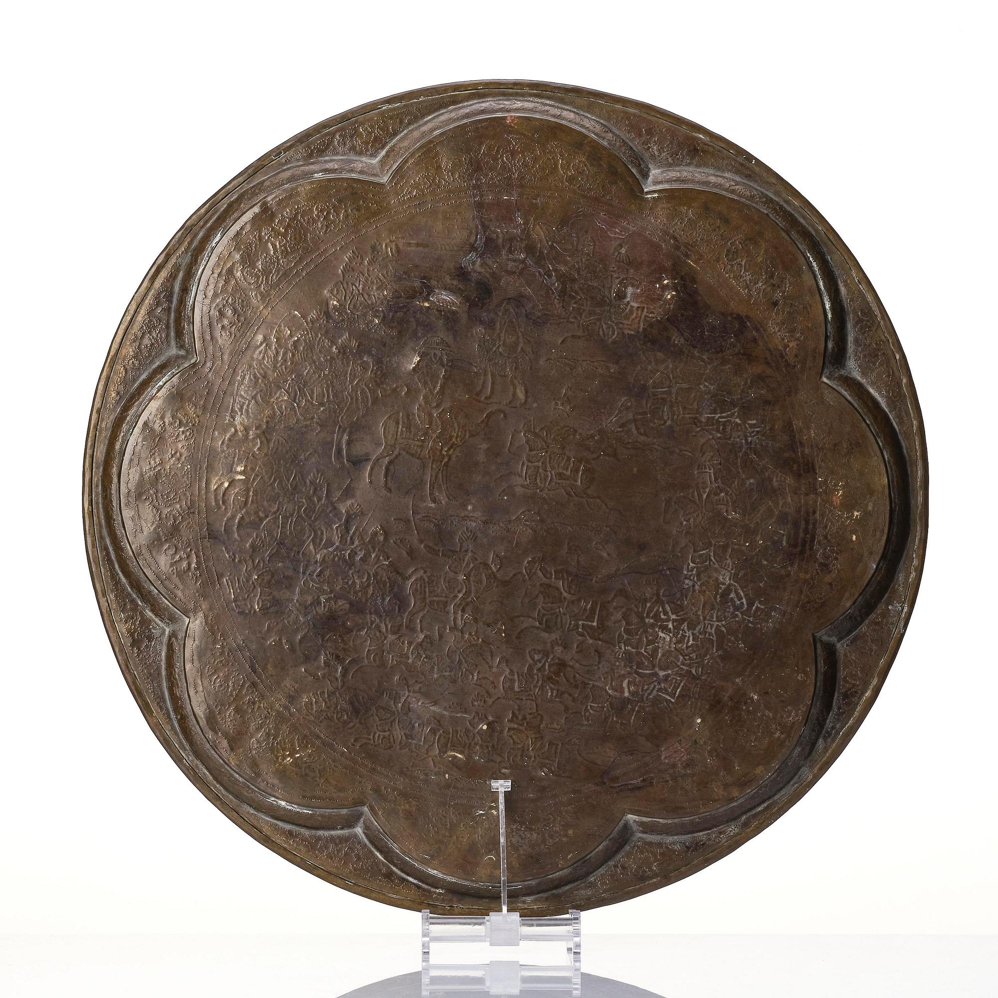 Bricka, mässing, Persisk (Iran), Qajardynastin, 1800-tal.