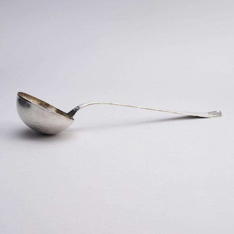 A Swedish silver soup ladel, mark of Lars Boye, Stockholm 1766.