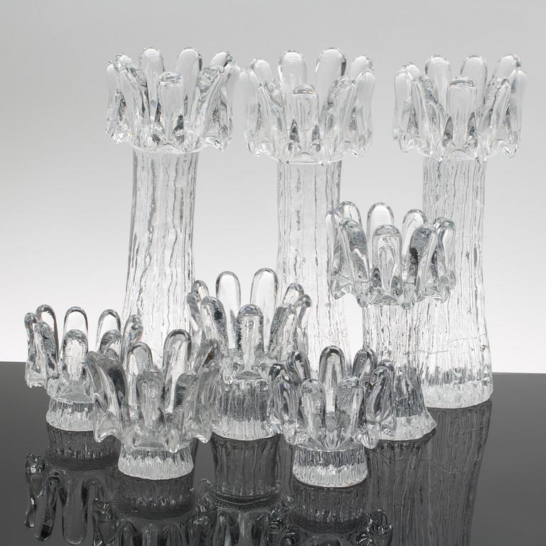 GÖRAN WÄRFF, LJUSSTAKAR, glas, 8 st, "Sunflower", Kosta.