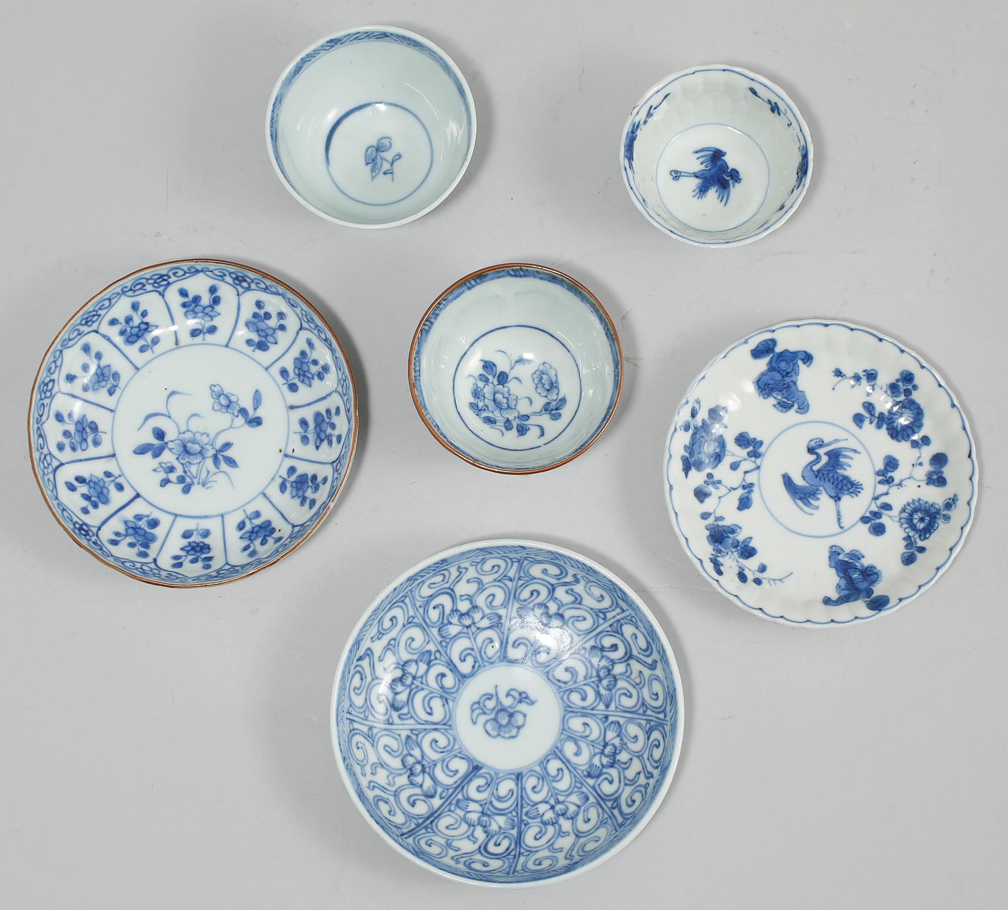 KOPPAR med FAT, 3 st, porslin, Kina, 1700- och 1800-tal.