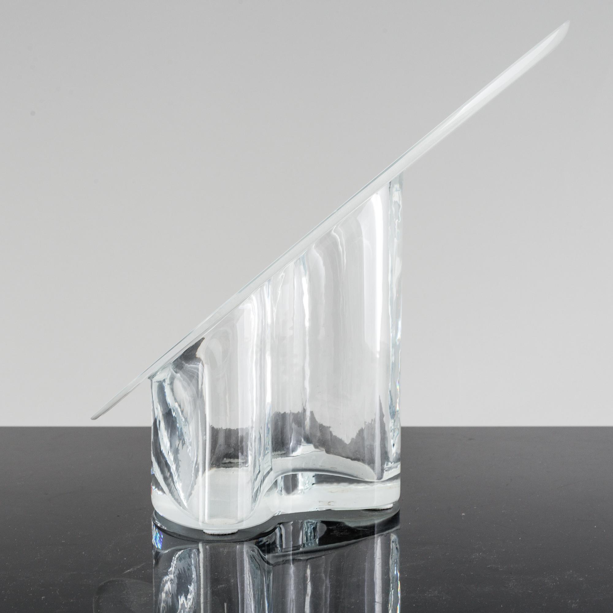 A glass vase designed by Timo Serpaneva signed and dated 1993 for Ittala.