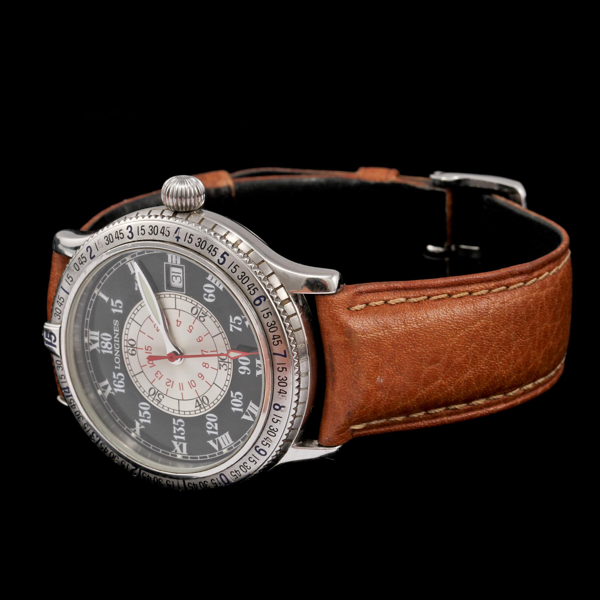 ARMBANDSUR, herr, stål, Designed by Col. Charles A. Lindbergh, Longines. 1900-talets slut.