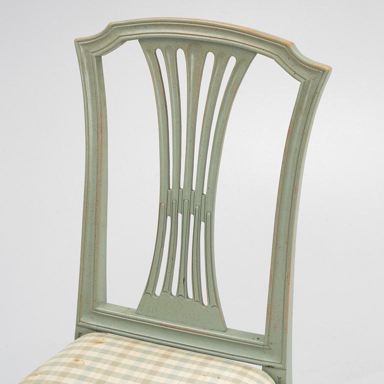 A set of ten Gustavian style chairs, second half of the 20th Century.