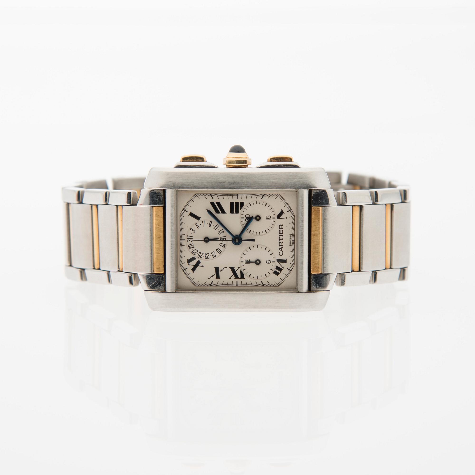 ARMBANDSUR, herr, Cartier Must Tank, stål/guld. Garantiintyg 2010.