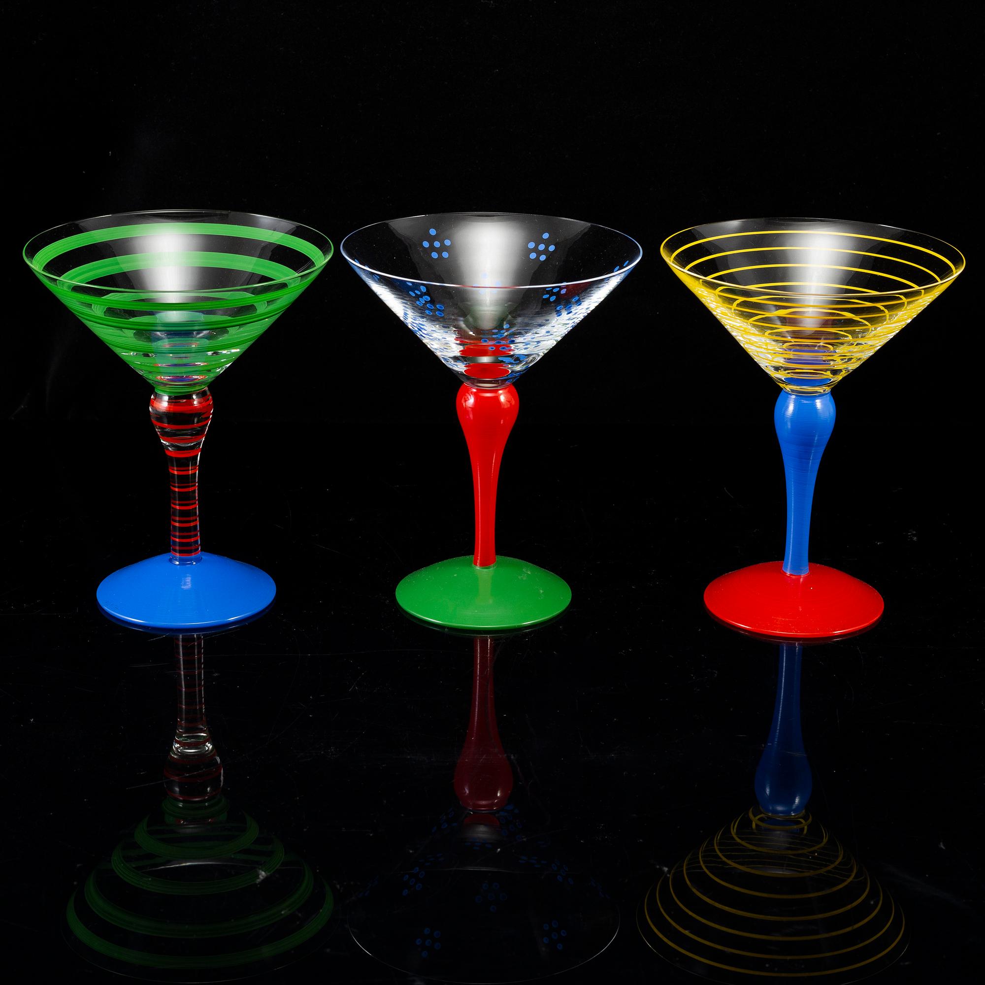 ANNE NILSSON, cocktail/martiniglas, 6 st, glas, "Clown", Orrefors.