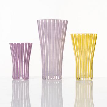 Bengt Orup, glasservis, "Strikt", 75 delar, Johansfors, 1950-tal.