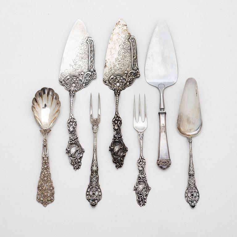 Uppläggningsbestick, 7 delar, silver, 1900-talets mitt.