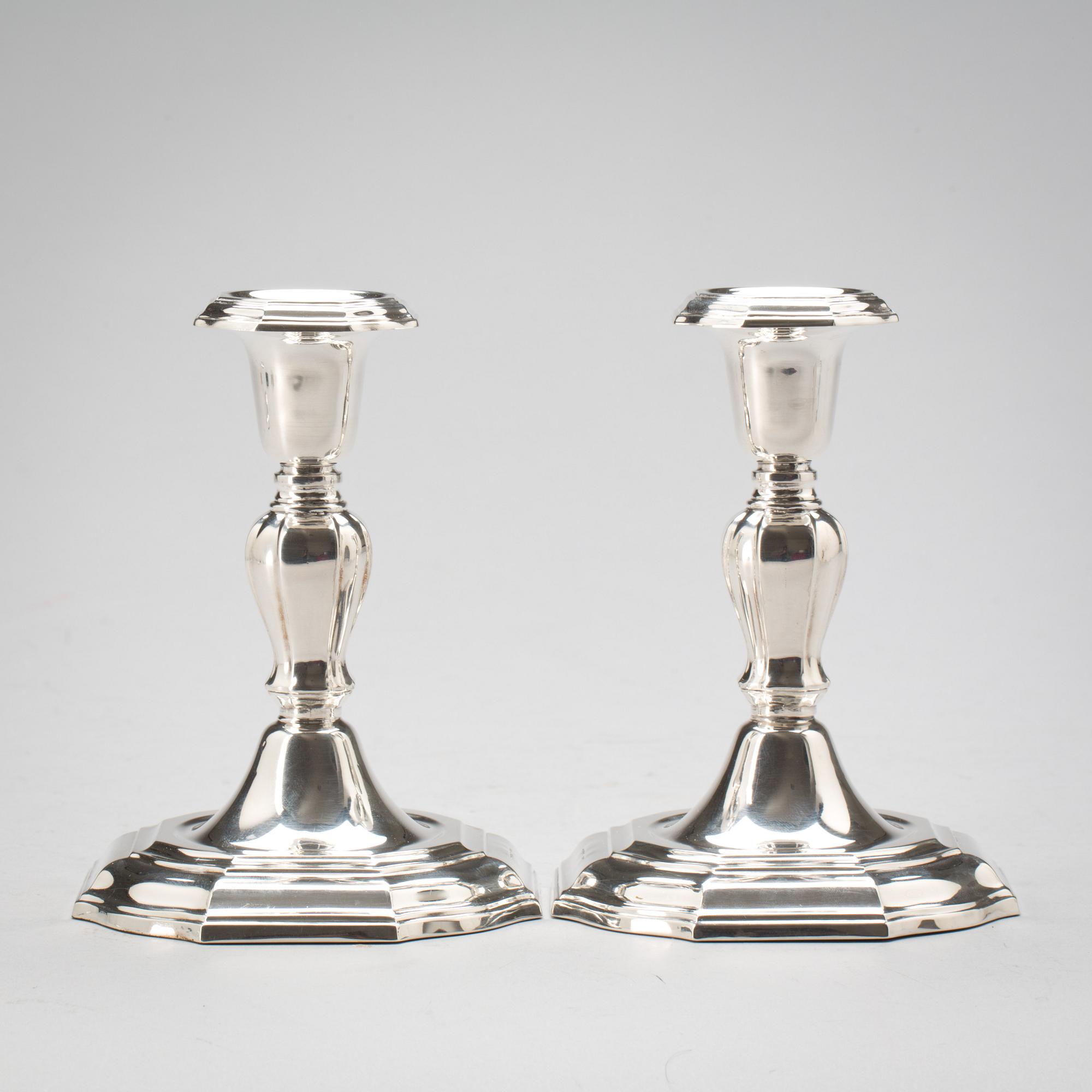 LJUSSTAKAR, ett par, sterlingsilver, C G Hallberg, Stockholm. 1958.