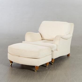 Fåtölj med fotpall, "Howardmodell", Englesson, 2000-tal.