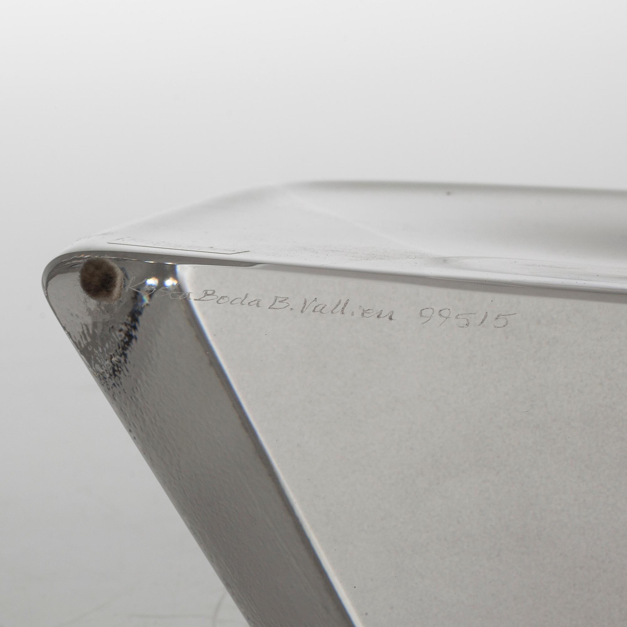 a glass object for Kosta Boda, signed.