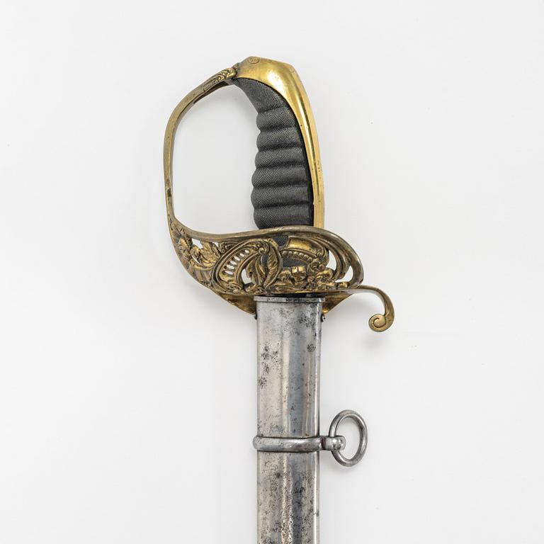 A Swedish infantry officer's sabre 1859 pattern with scabbard.