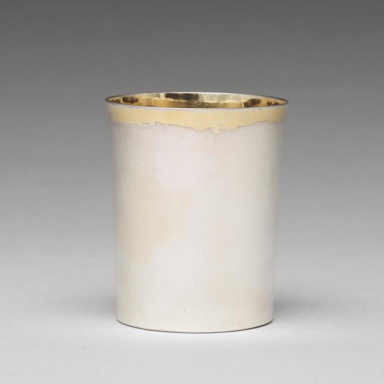 A Swedish 18th century parcel-gilt silver beaker, mark of Arvid Floberg, Stockholm 1799.