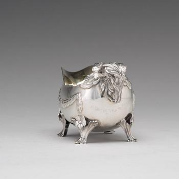 A Swedish 18th century parcel-gilt silver cream-jug, marks of Lars Boye Stockholm 1772.