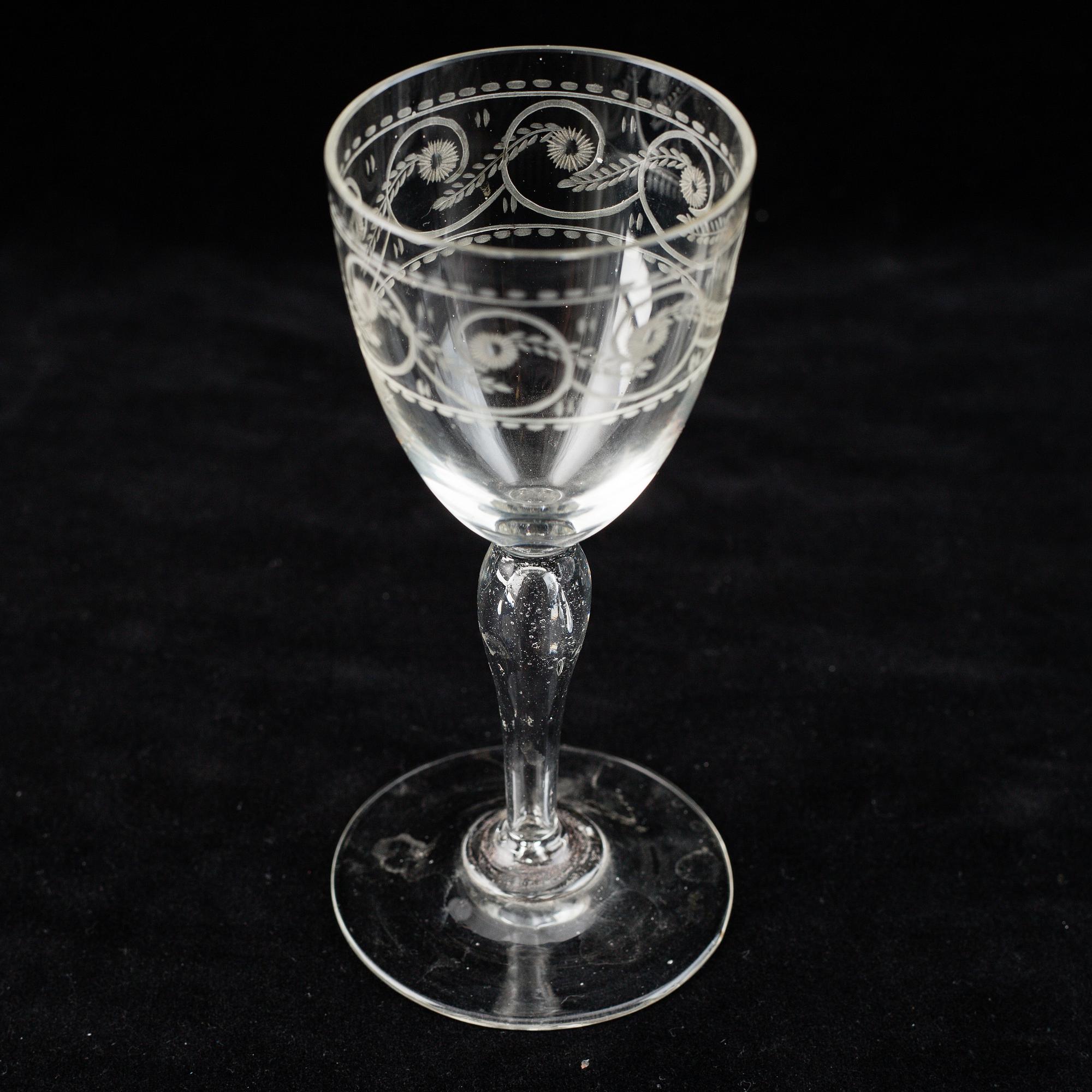 Six empire glasses, first half of the 19th century.
