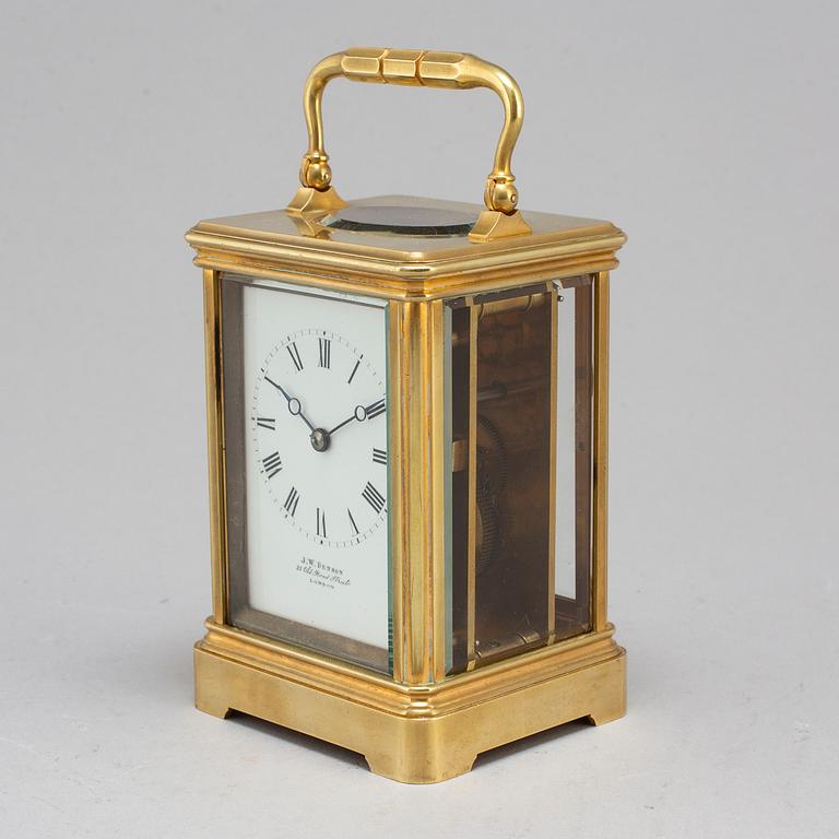 An end of the 20th century brass carriage clock by J W Benson, London.