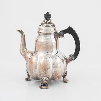 A German Silver Coffee Pot, first half of the 20th Century, Swedish import mark.