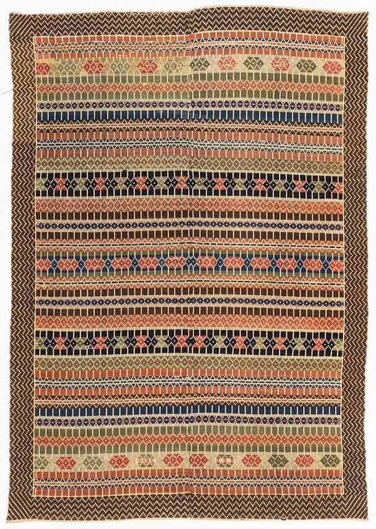 Bordstäcke/bonad, krabbasnår, Skåne, ca 193 x 134 cm.