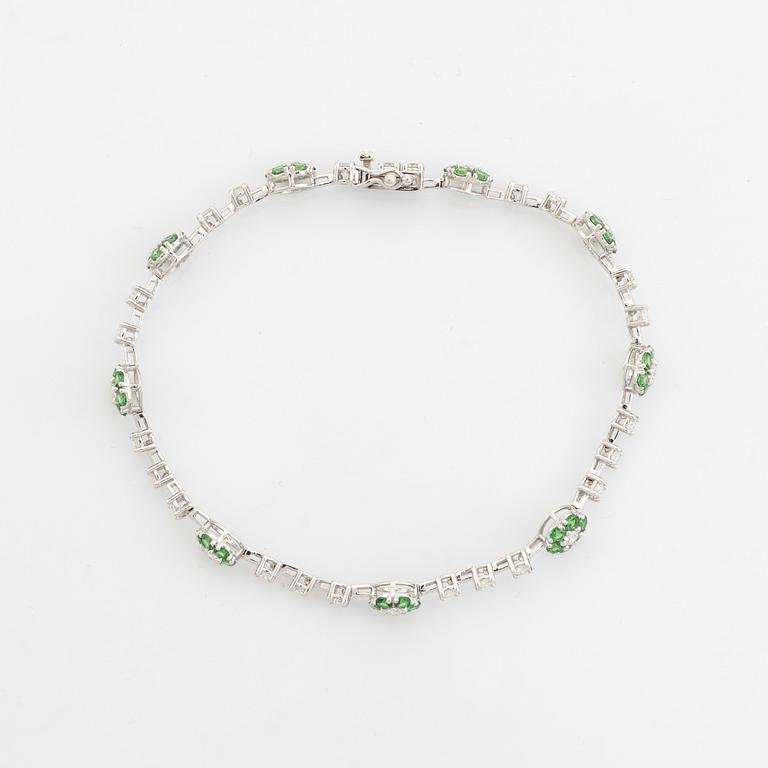 Tsavorite and brilliant cut diamond bracelet.