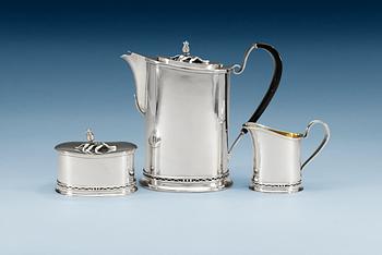 676. A K Anderson three pieces of silver coffee set, Stockholm 1943.