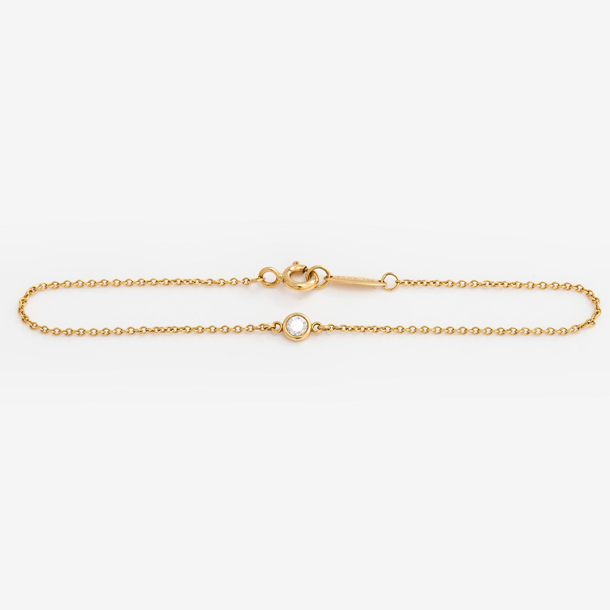 Tiffany & Co, Elsa Peretti, armband, "Diamonds by the Yard", 18K guld med en diamant ca 0.08 ct.