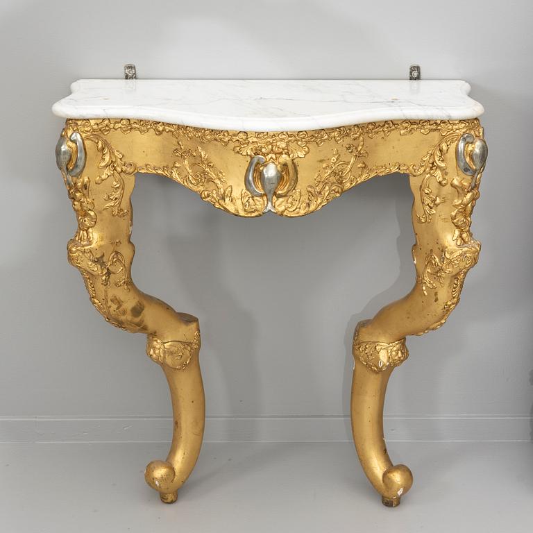 Mirror with console table, Neo-Rococo, second half of the 19th century.