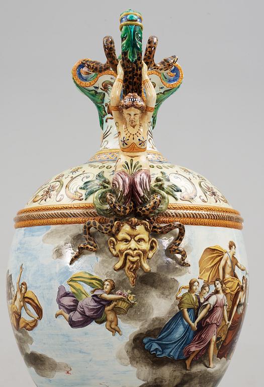 A large majolica 'Historismus' vase, late 19th Century.