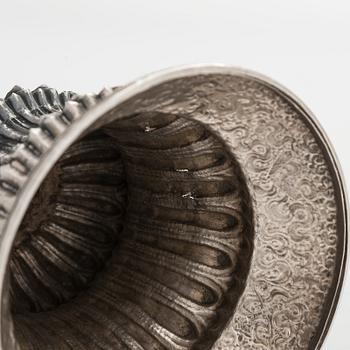 Two silver butter lamps, Tibet, 19th century.