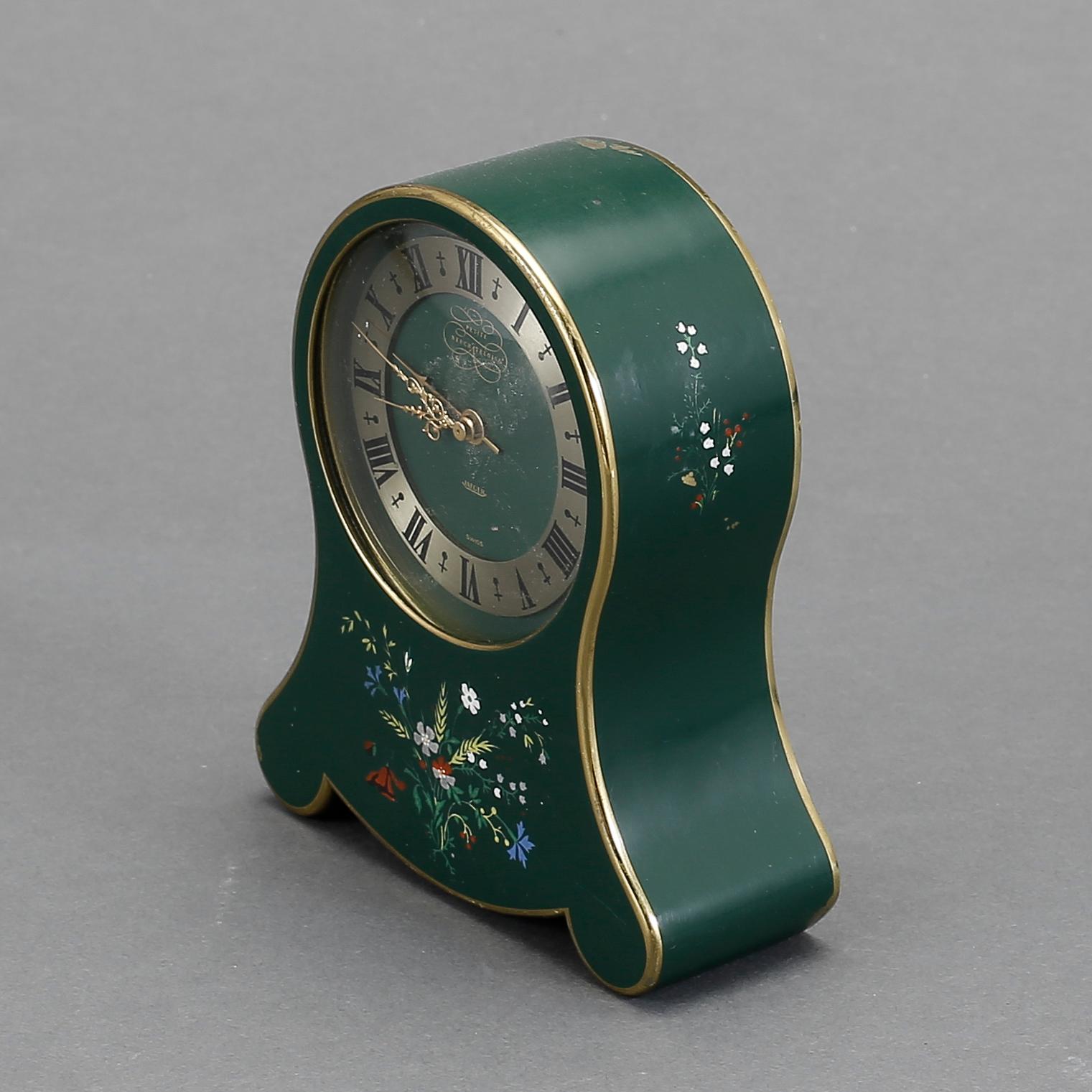BORDSUR, "Petite-Neuchateloise Musical Alarm Clock", Jaeger Schweiz, omkring 1900-talets mitt.