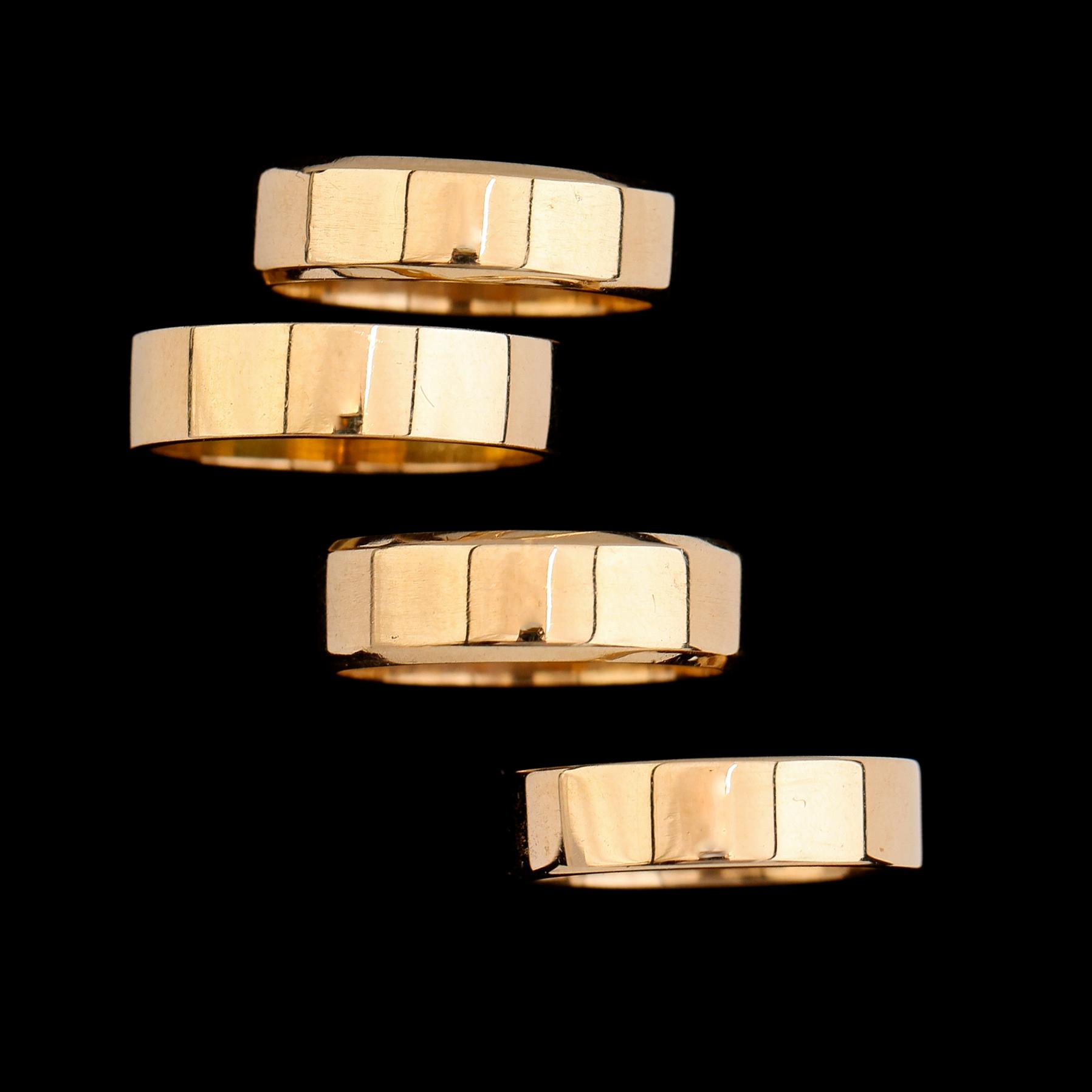 RINGAR, 4 st, 18 k guld. Vikt ca 20 gram.