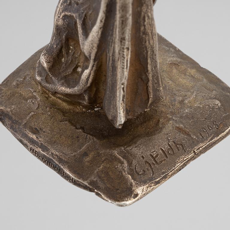 Carl Eldh, skulptur, silver. Signerad och daterad 1908. Gjutarstämplar H Bergman fud.