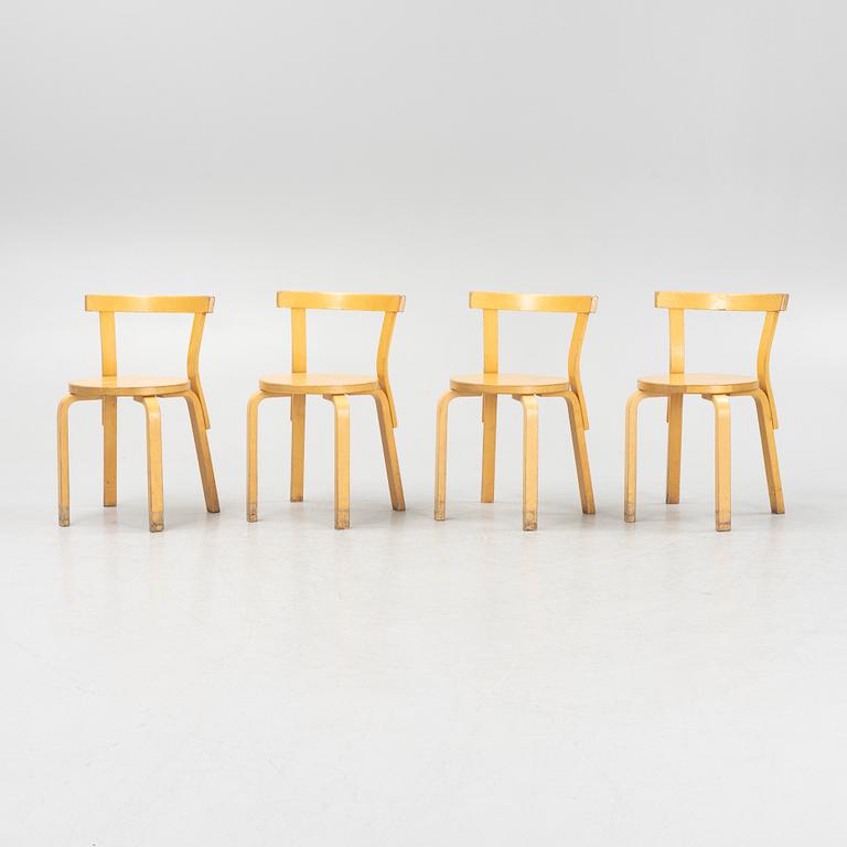 Alvar Aalto, four model 69 chairs, Artek, Finland, second half of the 20th Century.