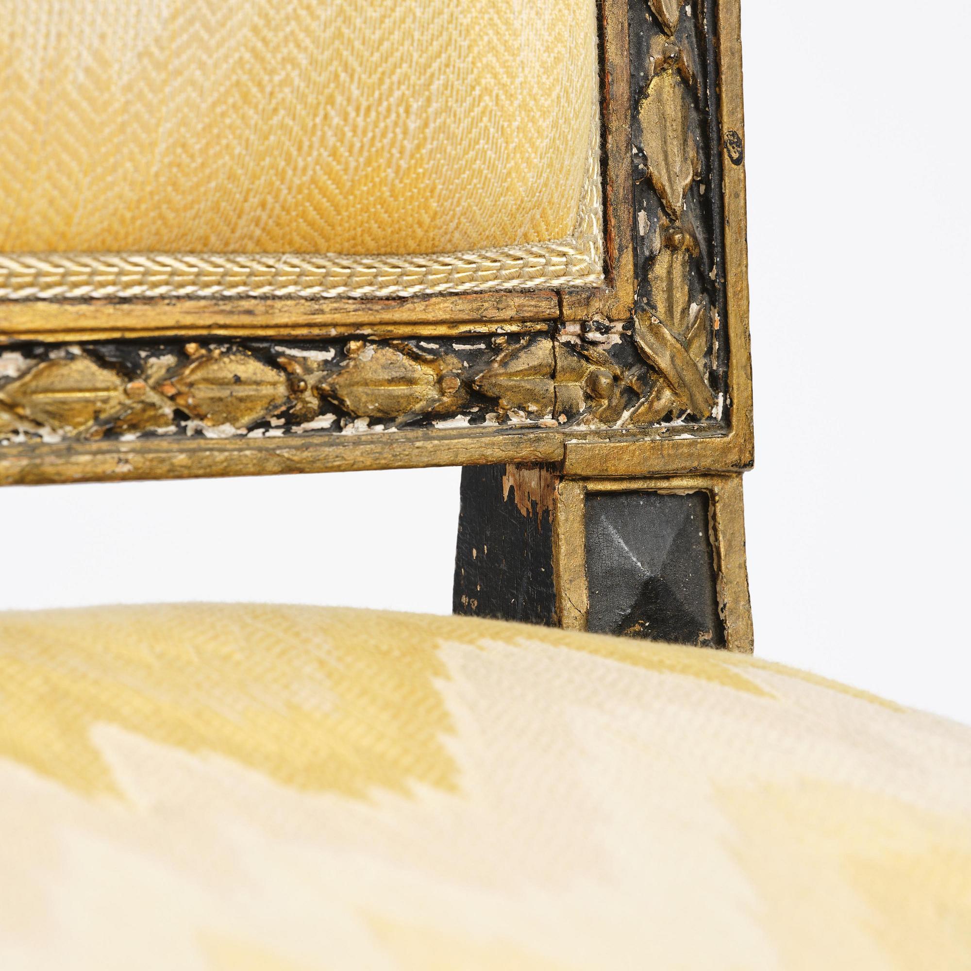 A French Louis XVI chair, late 18th century.
