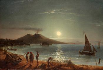 447. Gustaf Wilhelm Palm, Vesuvius in moonshine.