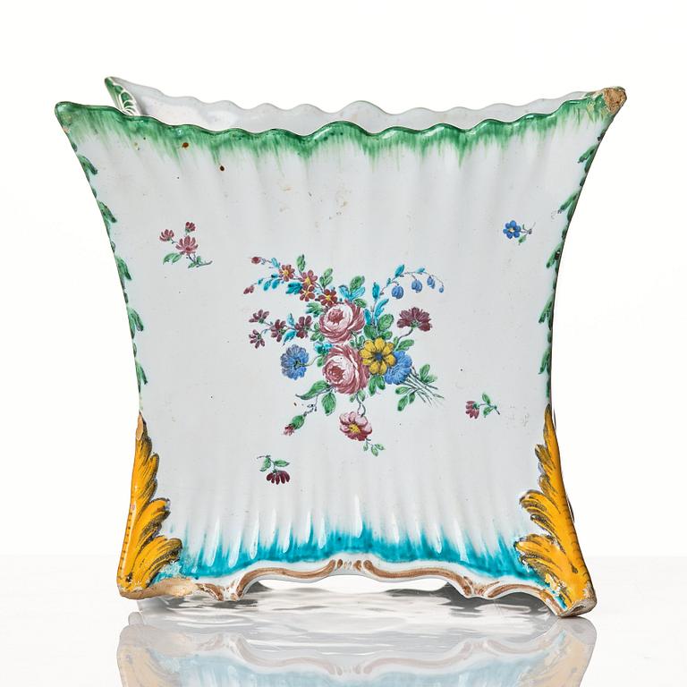 A Swedish faience Rörstrand flower pot, 18th Century.