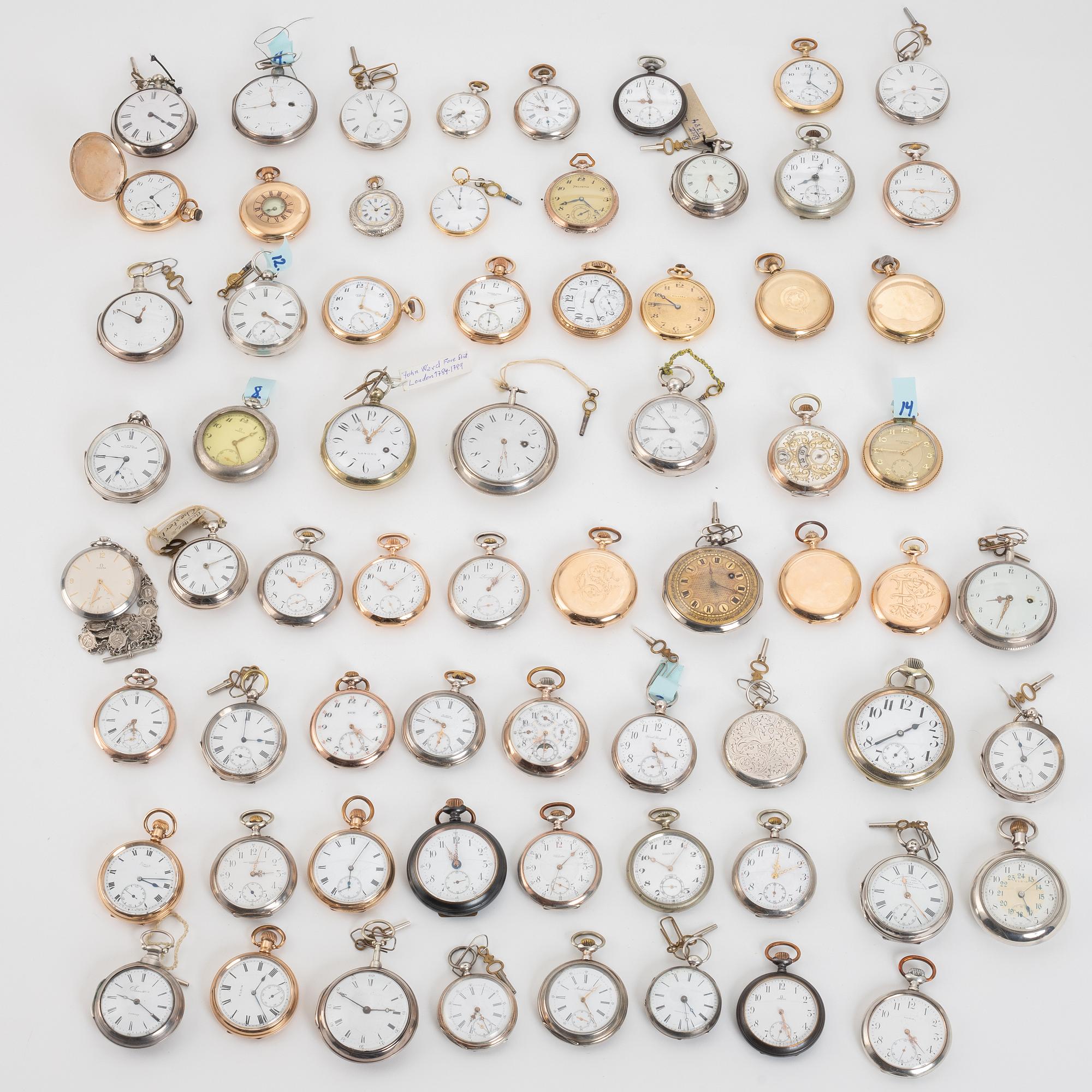 Pocket Watch Collection, 67 pcs, gold/silver, 17th, 18th, and 19th century.