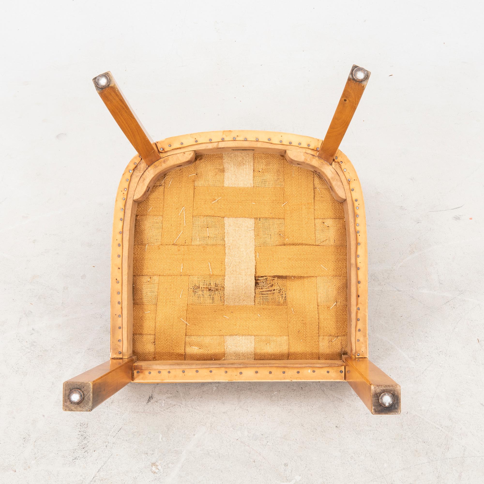 A set of seven + one leather chairs from Mobilia Malmö mid 1900s.