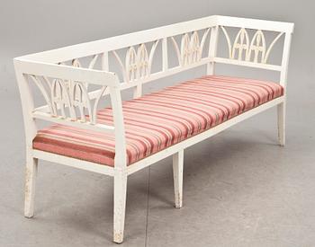 SOFFA MED STOLAR, 1+6. Sengustavianskt Lindome, 1800-talets början. Brännmärkt INS.