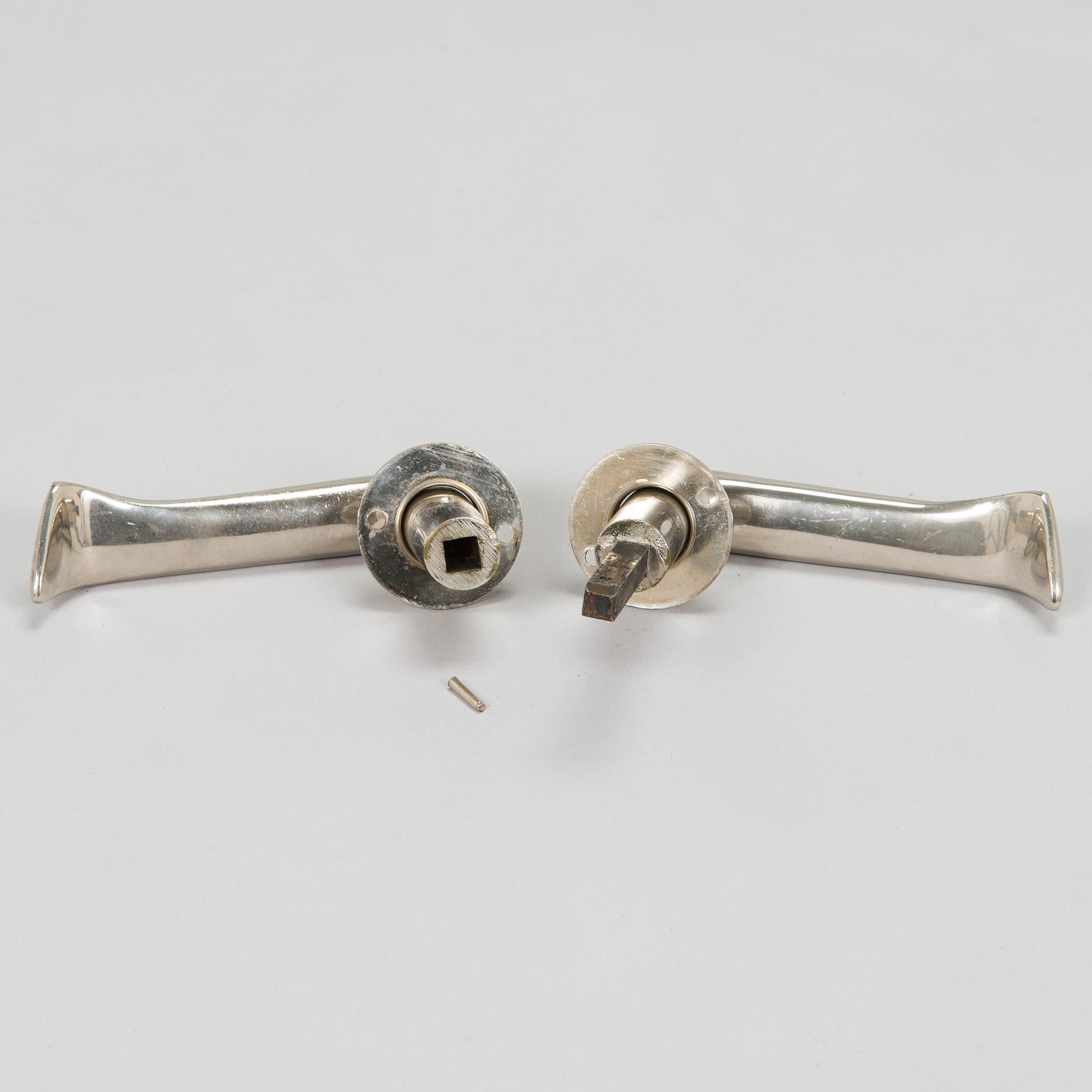 Alvar Aalto, seven paris of mid-20th century doorhandles manufactured by Kellokosken Tehdas, Finland.