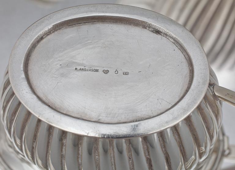 SERVISDELAR, 4 delar, silver, K A Andersson, Stockholm 1902. Tot vikt 2871 g.