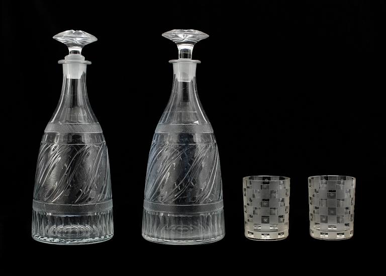 KARAFFER OCH GLAS, 2+2 st, 1800-talets första hälft.
