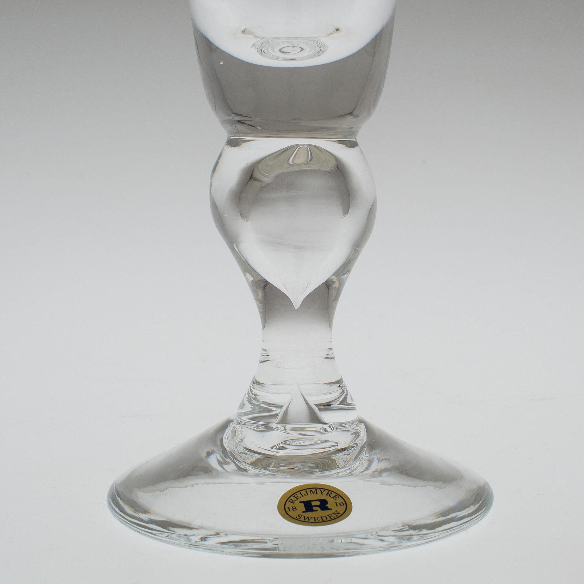 A set of twelve "Antik" wine glasses by Reijmyre Glasbruk.