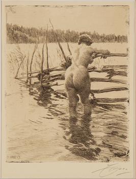 ANDERS ZORN, etching, signed, dated 1913 in the print.