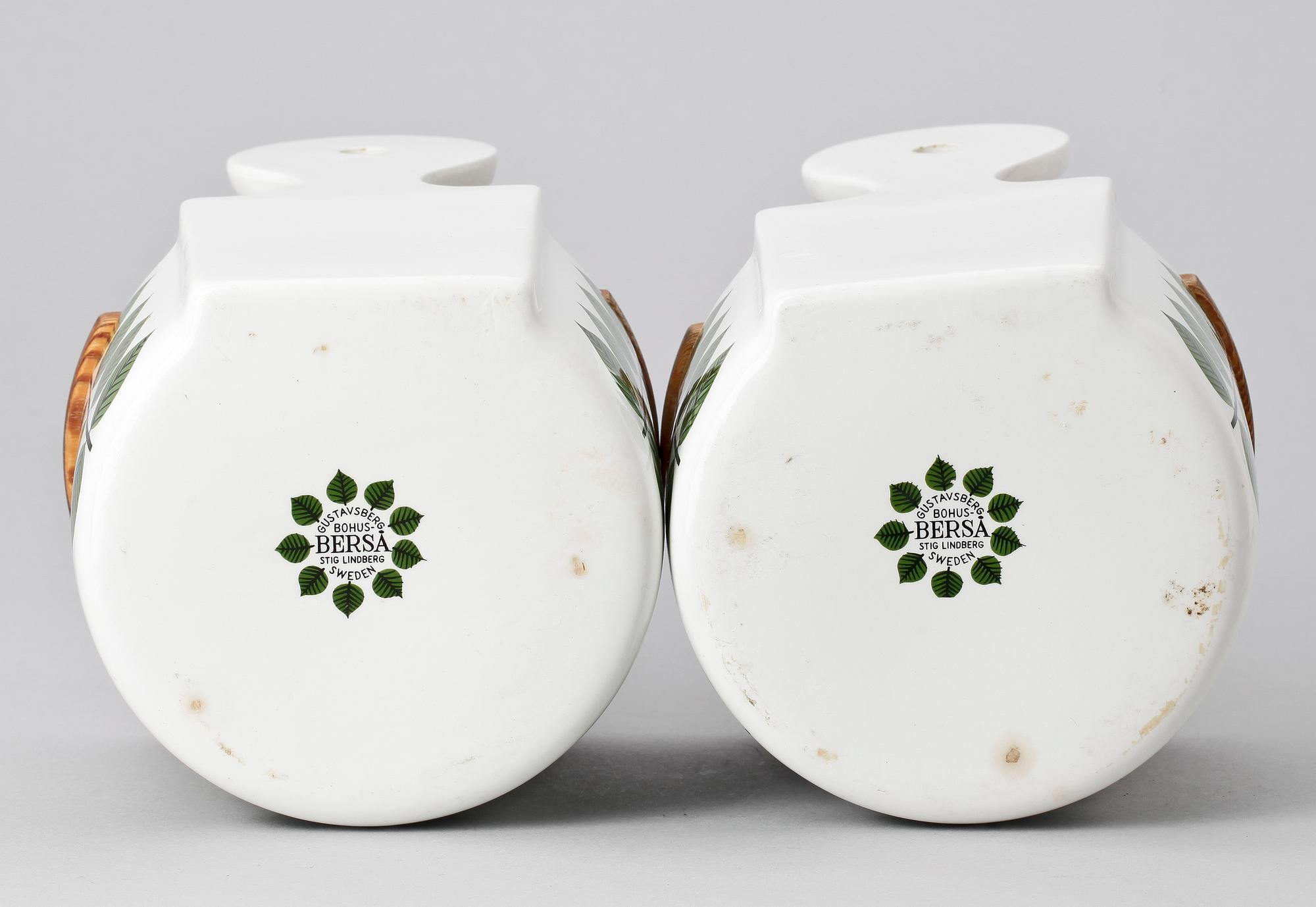 SALT OCH MJÖLKAR, flintporslin, "BERSÅ", 2 delar, Stig Lindberg, Gustavsberg.