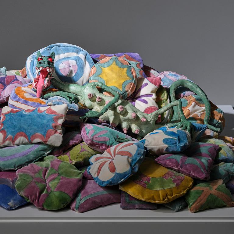 Nathalie Djurberg & Hans Berg, "Dragon on Pillows".
